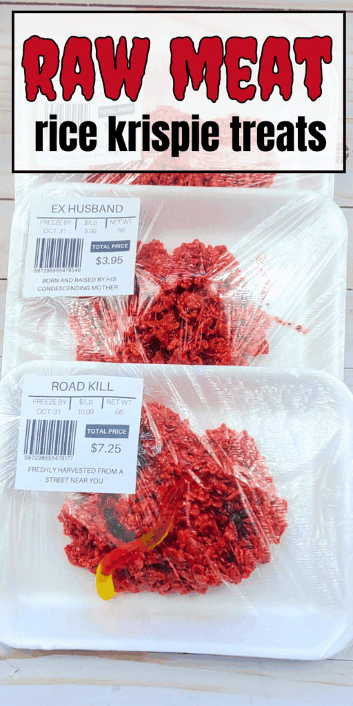 Red Velvet Raw ground beef Rice Krispies treats creepy Halloween party food
