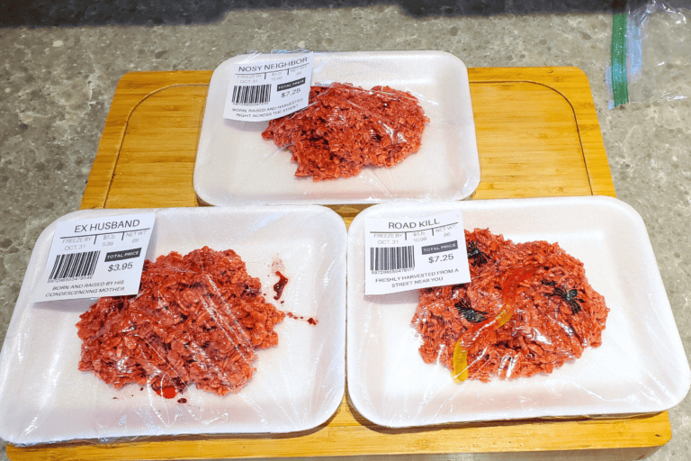 Spooky Raw Meat Rice Krispies Halloween Treats