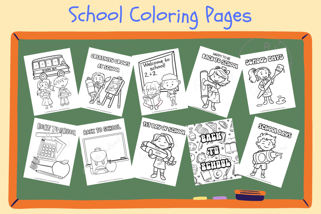 THE CUTEST School Coloring Pages - Cassie Smallwood