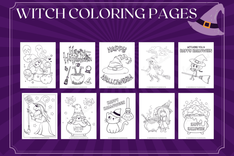 CUTE Halloween Witch Coloring Pages
