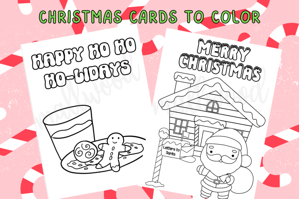 free printable Christmas cards to color foldable Christmas coloring cards for kids Christmas card coloring pages