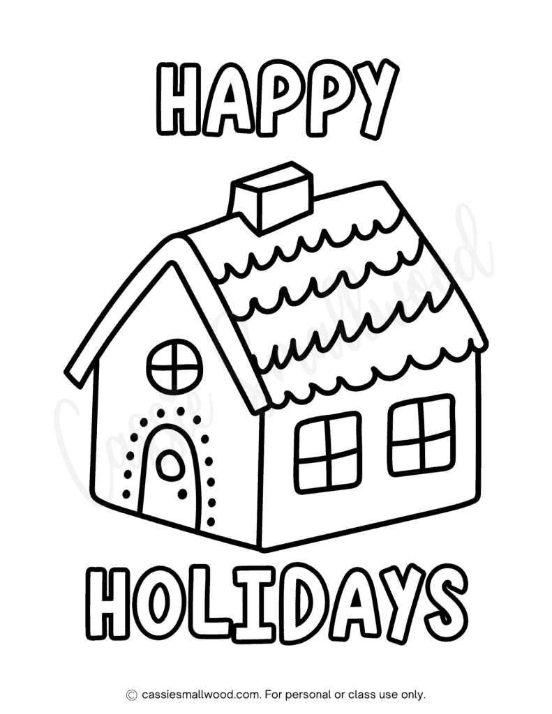 Easy Gingerbread House Coloring Page - Cassie Smallwood