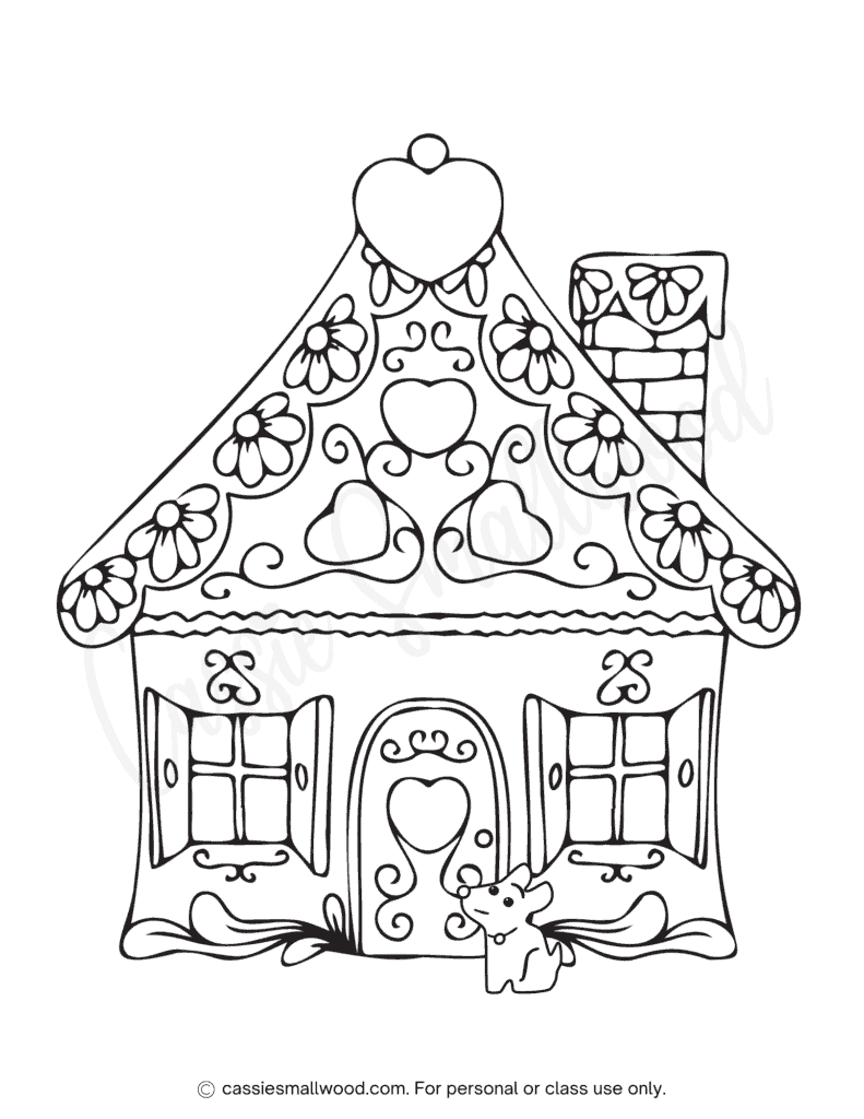 THE CUTEST Gingerbread House Coloring Pages - Cassie Smallwood