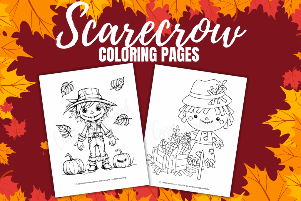 Cute Scarecrow Face Coloring Page