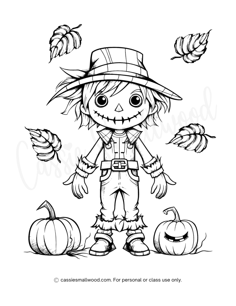 THE BEST Scarecrow Coloring Pages - Cassie Smallwood