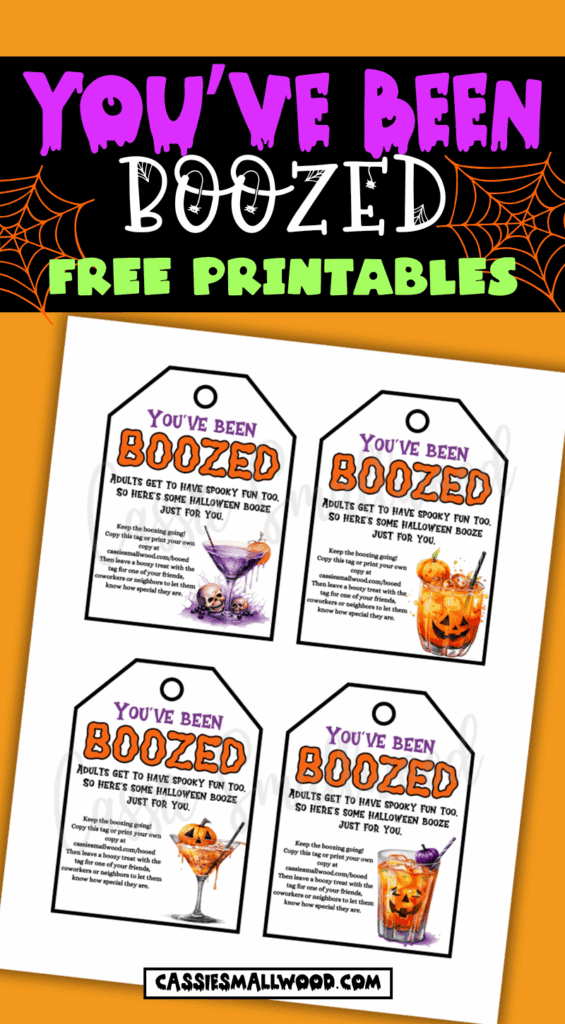 free printable You've Been Boozed tags Halloween booed game for adults