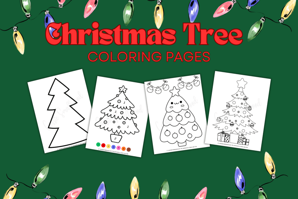 Free printable Christmas tree coloring pages for kids from simple and easy to detailed and difficult Christmas tree coloring sheets