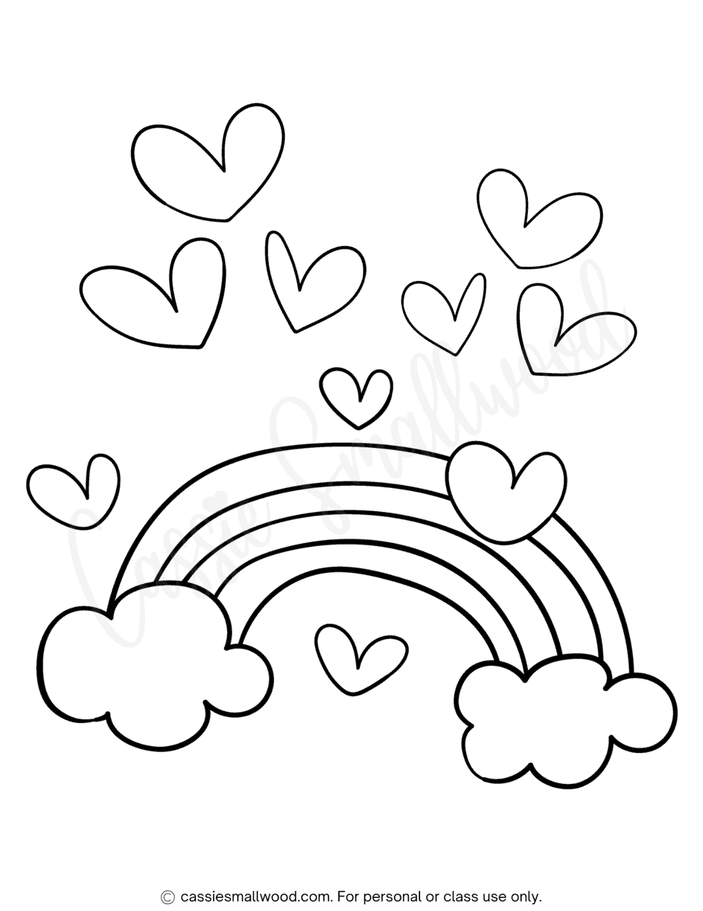 Rainbow Heart Image Coloring Page Cassie Smallwood