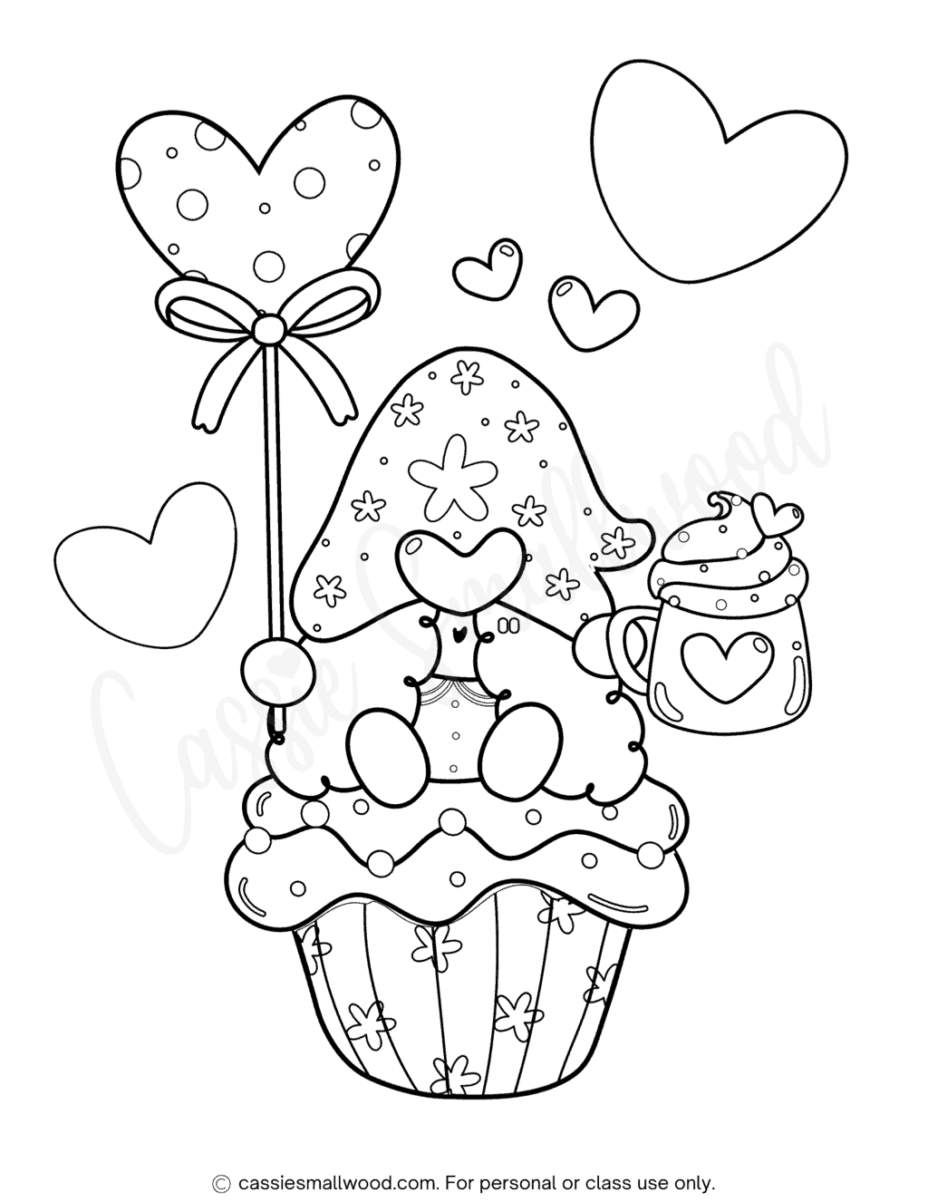 Valentine Coloring Page Hearts - Cassie Smallwood