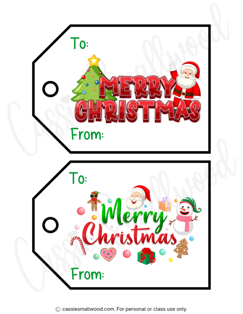 Big printable Christmas tags pdf large Merry Christmas tags for big gifts 2 per page