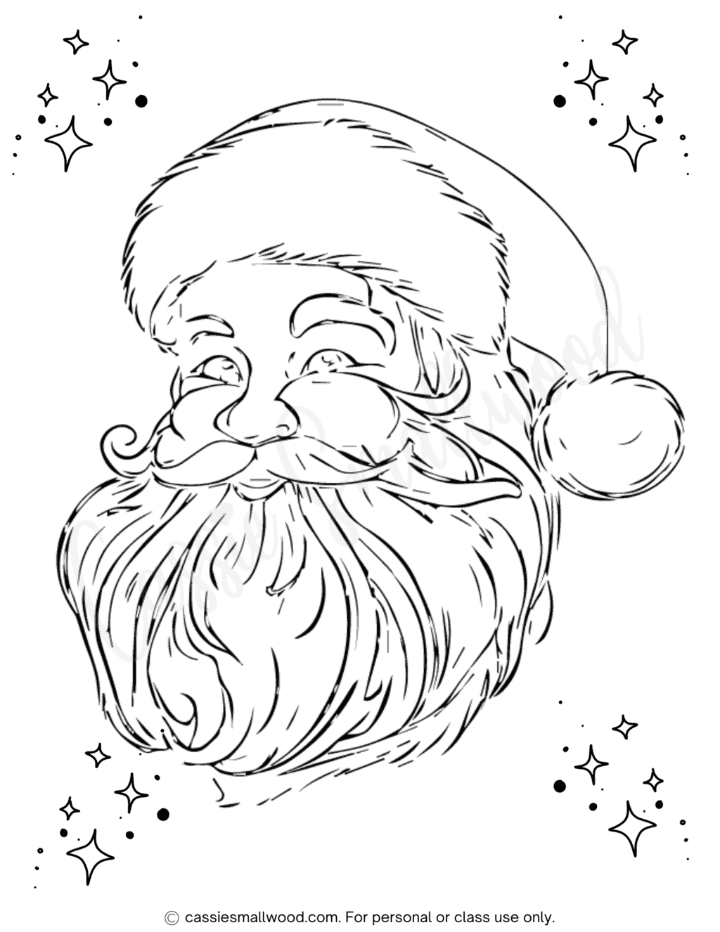 Big Santa Face Coloring Sheet - Cassie Smallwood