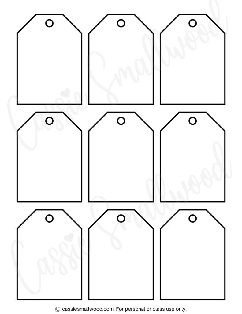 blank Christmas gift tag template 9 tags per page
