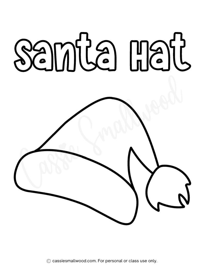 Easy Santa hat coloring sheet for toddlers, preschool, and kindergarten free printable pdf