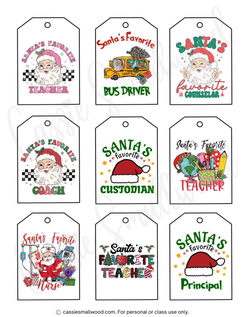 free printable Christmas gift tags for school teacher Christmas tags bus driver Christmas gift tag Coach Christmas tag Custodian Christmas present tag Principal Christmas tag