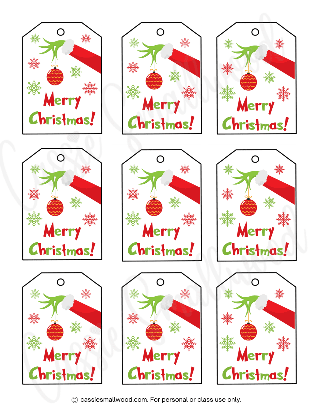 400  CUTEST Printable Christmas Tags (Free PDF) Cassie Smallwood