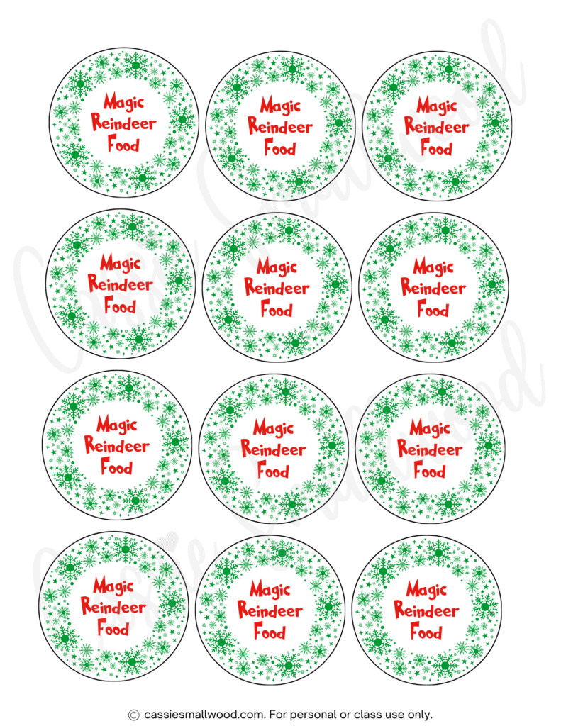 Reindeer food labels free printable pdf Magic reindeer food tags to print out free