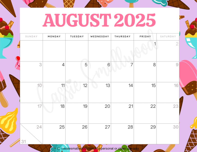Cute 2025 Free Printable Monthly Calendars Cassie Smallwood