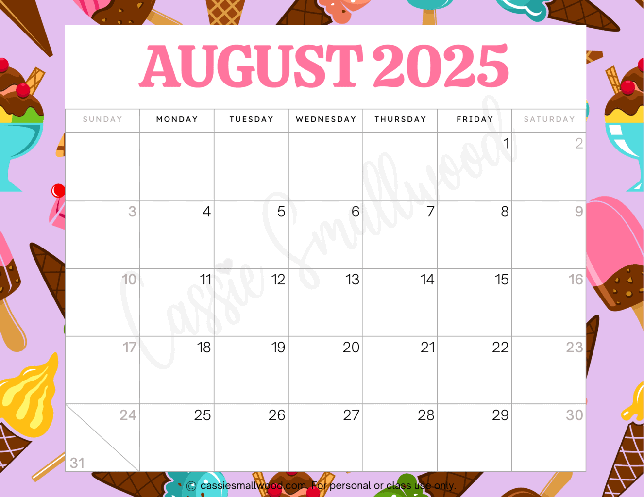 Cute 2025 Free Printable Monthly Calendars Cassie Smallwood