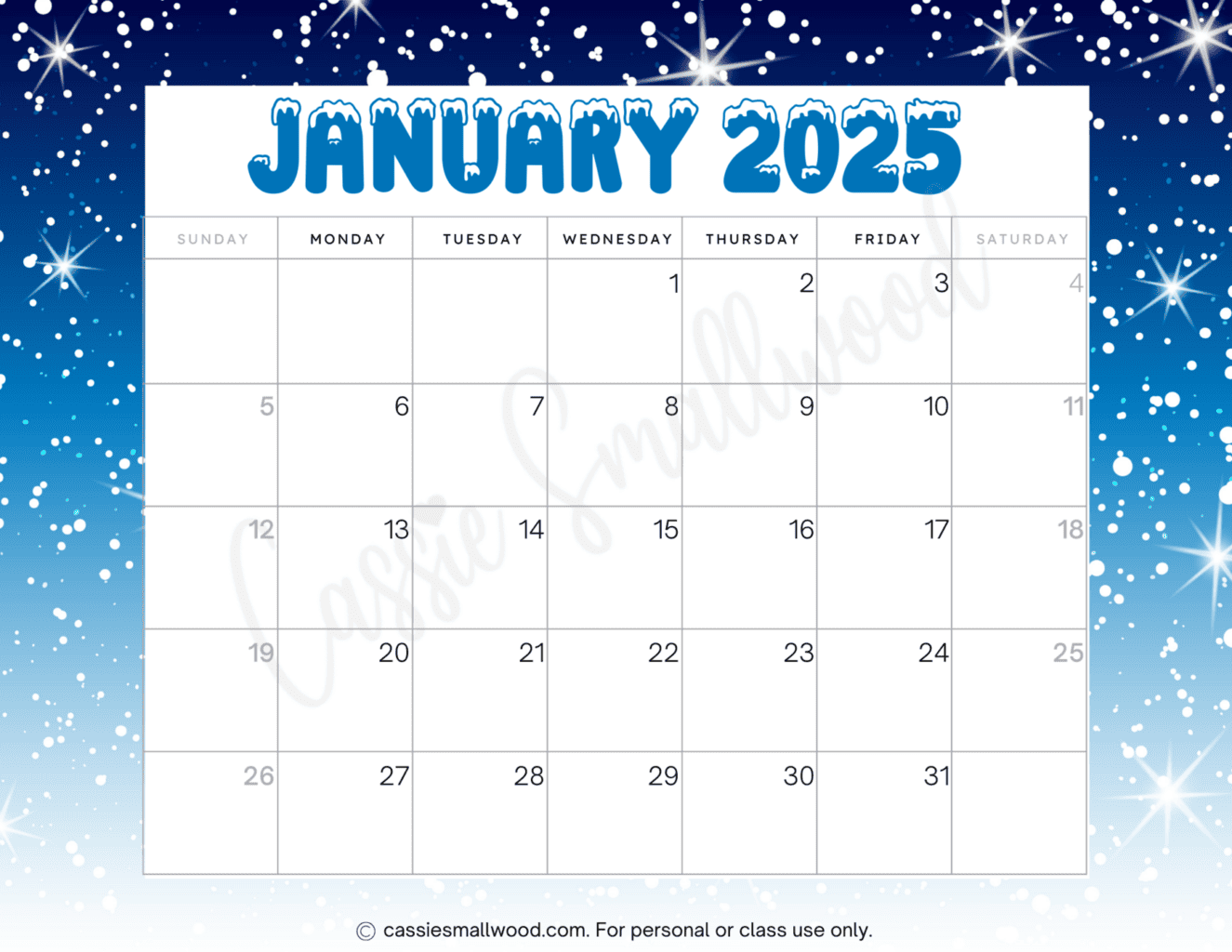 Cute 2025 Free Printable Monthly Calendars Cassie Smallwood