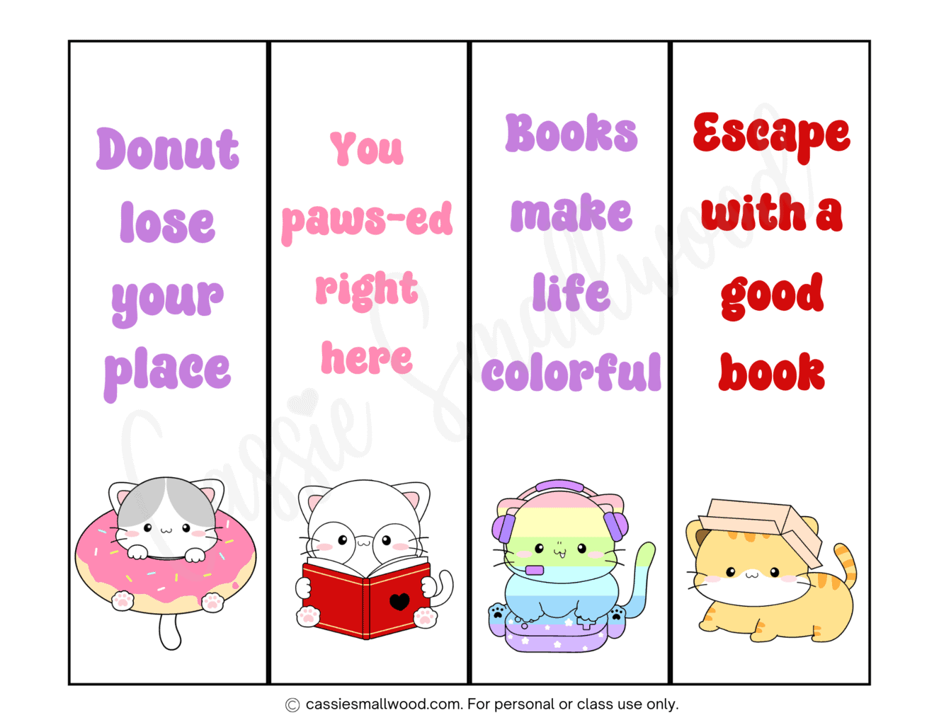 92 CUTE Free Printable Bookmarks - Cassie Smallwood