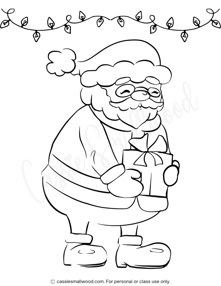 Free Printable Santa Coloring Page PDF Cassie Smallwood