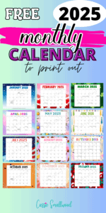 Cute 2025 Free Printable Monthly Calendars - Cassie Smallwood