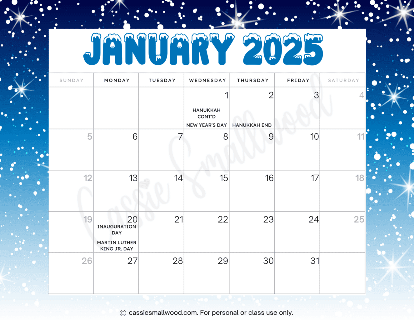 Cute 2025 Free Printable Monthly Calendars Cassie Smallwood