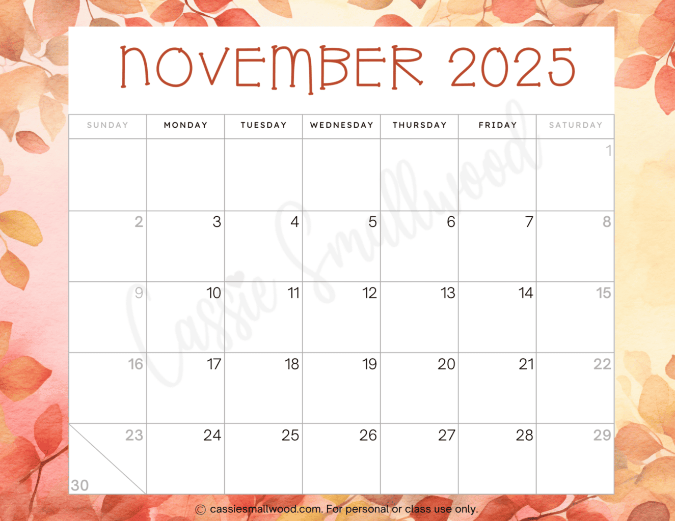 Cute 2025 Free Printable Monthly Calendars Cassie Smallwood