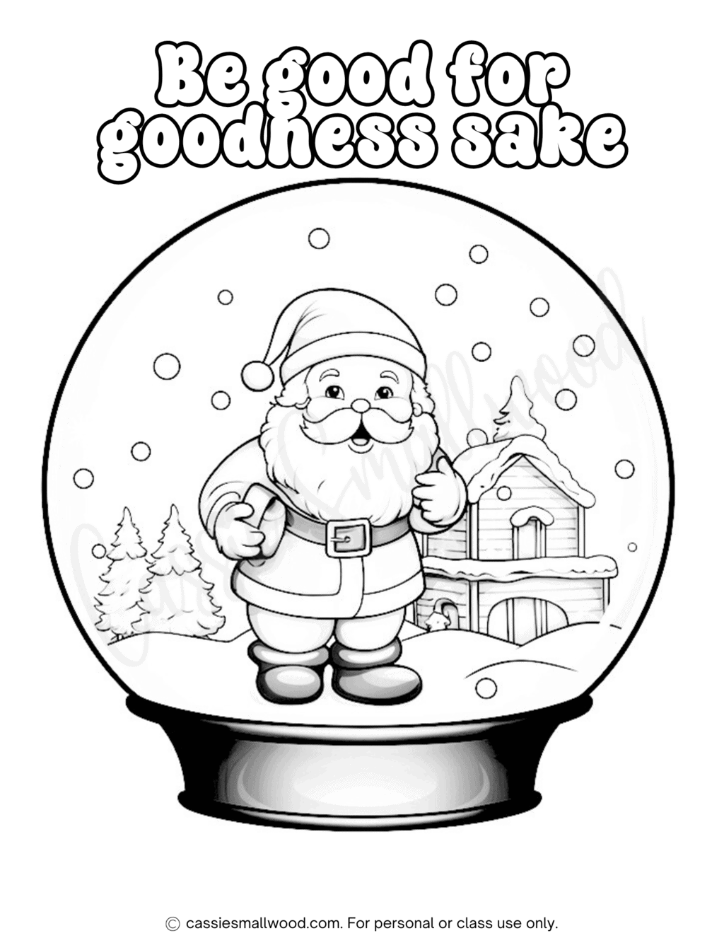 Santa Claus Snow Globe Coloring Sheet - Cassie Smallwood