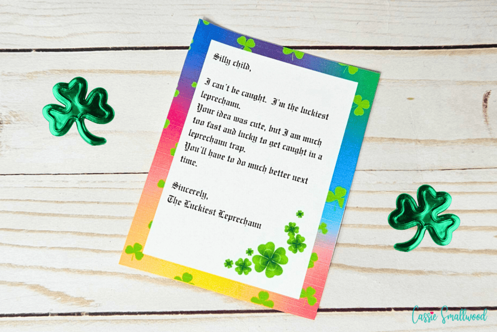 free printable letter from leprechaun for kids