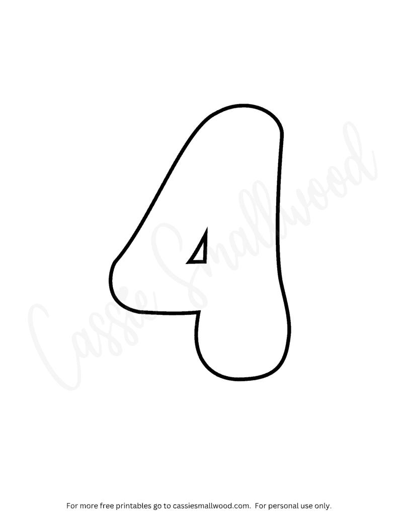 Number 4 coloring sheet bubble number coloring pages