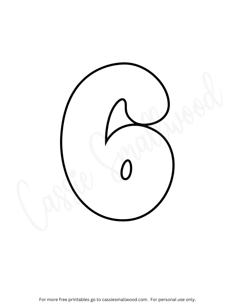 Number 6 coloring sheet bubble number coloring pages