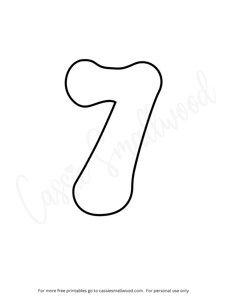 Number 7 coloring sheet bubble number coloring pages