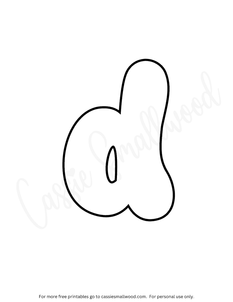 Lowercase bubble letter D coloring sheet free printable bubble letter coloring pages pdf