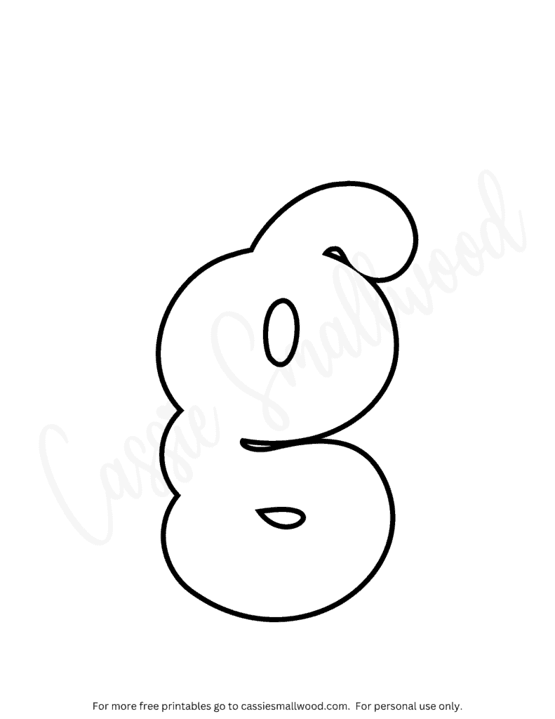 Lowercase bubble letter G coloring sheet free printable bubble letter coloring pages pdf