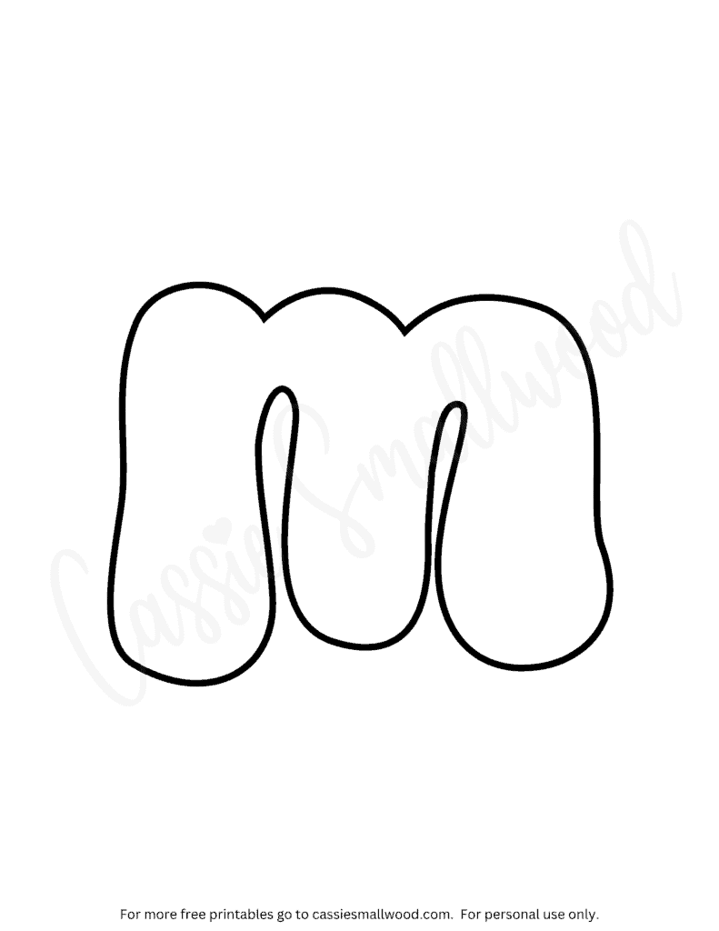 Lowercase bubble letter M coloring sheet free printable bubble letter coloring pages pdf