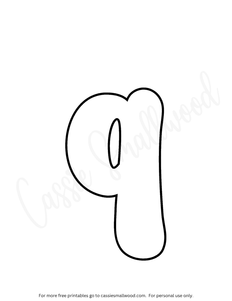 Lowercase bubble letter Q coloring sheet free printable bubble letter coloring pages pdf