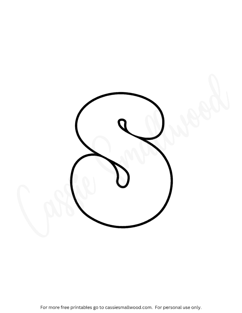 Lowercase bubble letter S coloring sheet free printable bubble letter coloring pages pdf