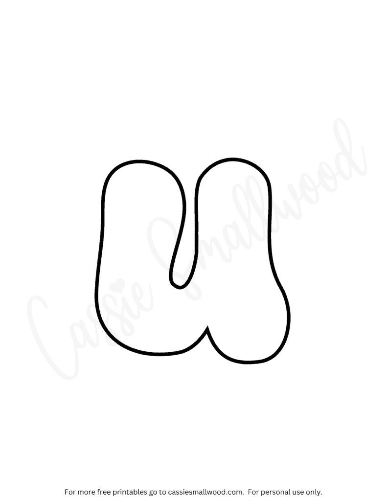 Lowercase bubble letter U coloring sheet free printable bubble letter coloring pages pdf