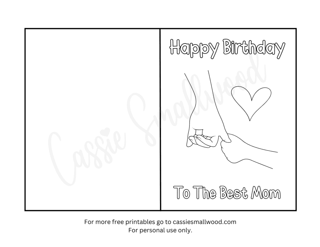 Happy birthday to the best mom card free printable pdf with mom and child holding hands