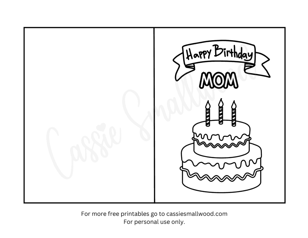 birthday cake coloring card for mom Happy Birthday