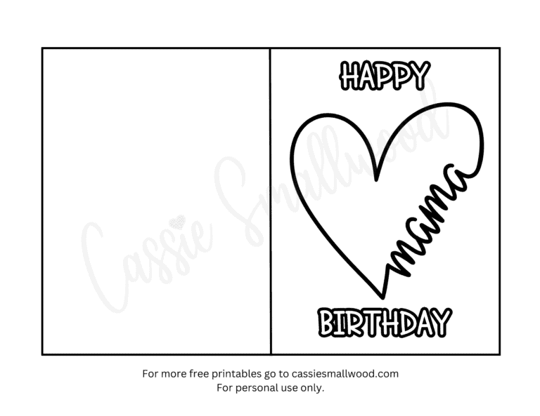 Happy Birthday Mama Card To Color - Cassie Smallwood