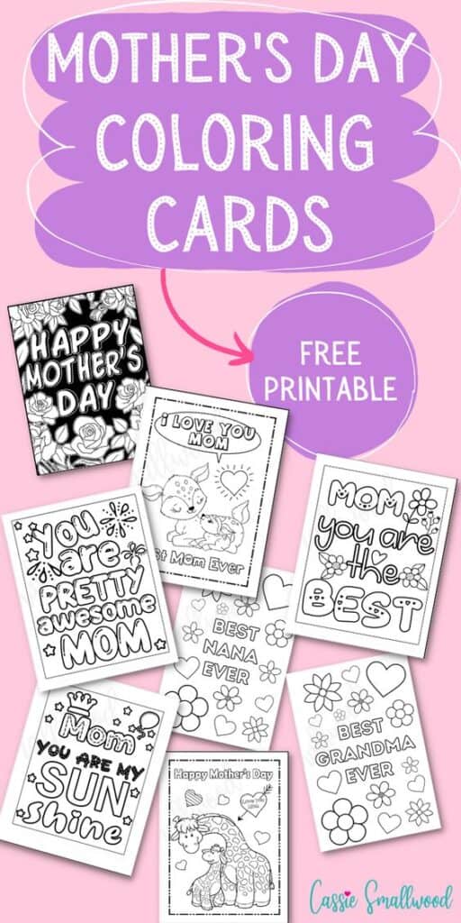 free printable Mother's Day coloring cards