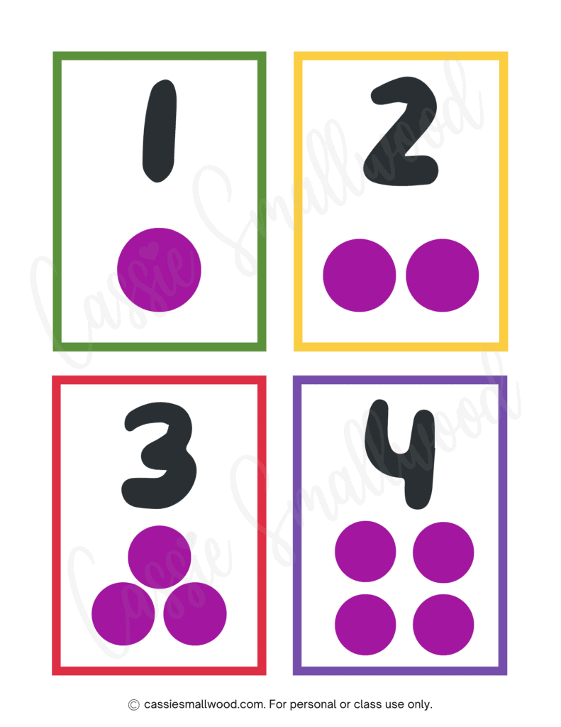 free printable counting flashcards for preschool pdf, free download number dot flashcards learning counting kindergarten, classroom numbers flashcards Montessori nursery