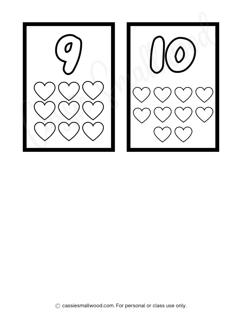 black and white dot counting flashcards free printable pdf, 1-10 numbers flashcards to color free printable pdf, preschool math flashcards coloring page