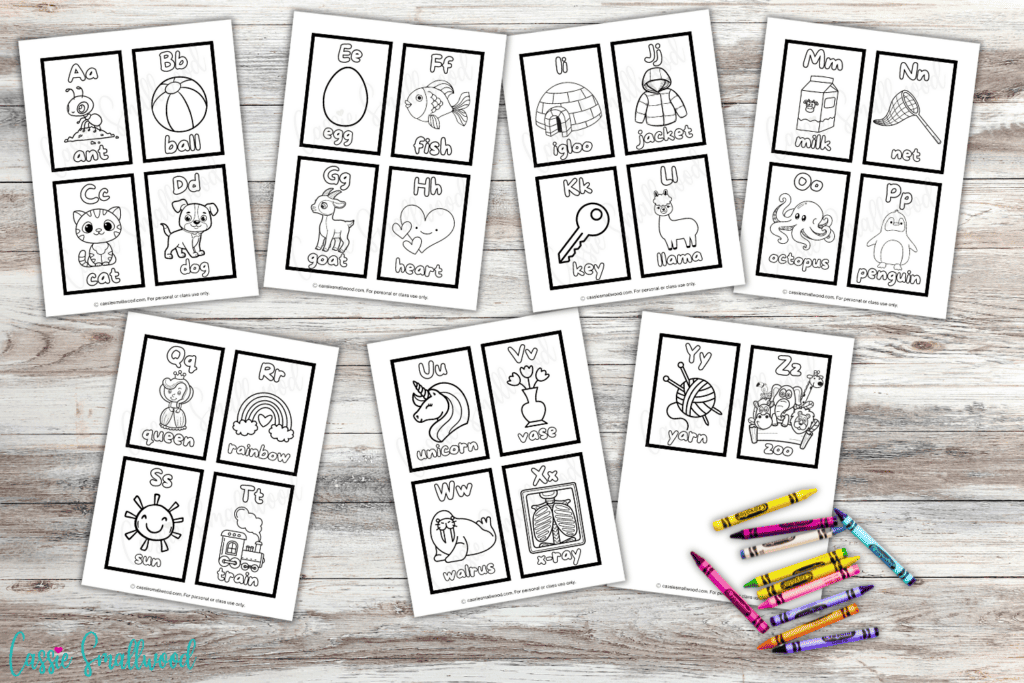 Coloring ABC flashcards free printable pdf