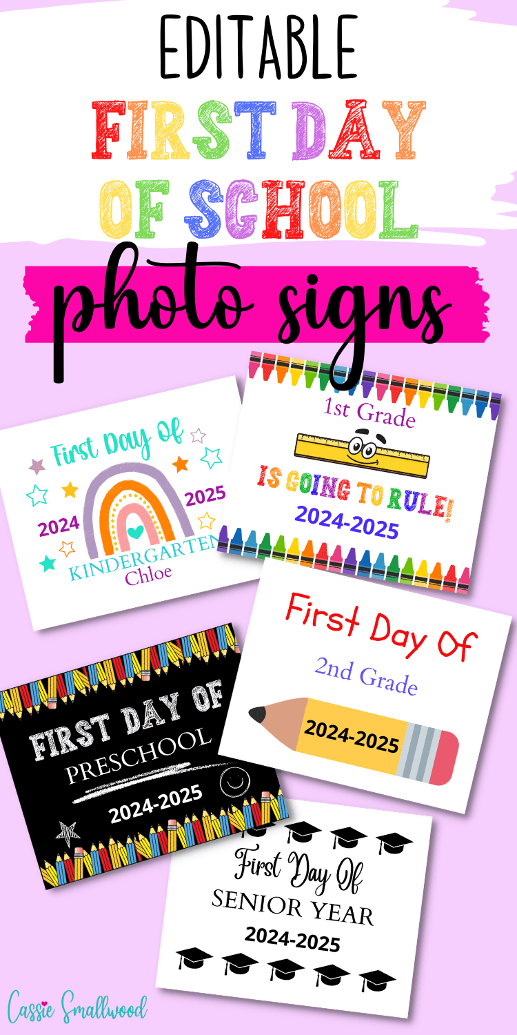 Cute Free Printable First Day Of - First Day Of School Photo Signs 2 