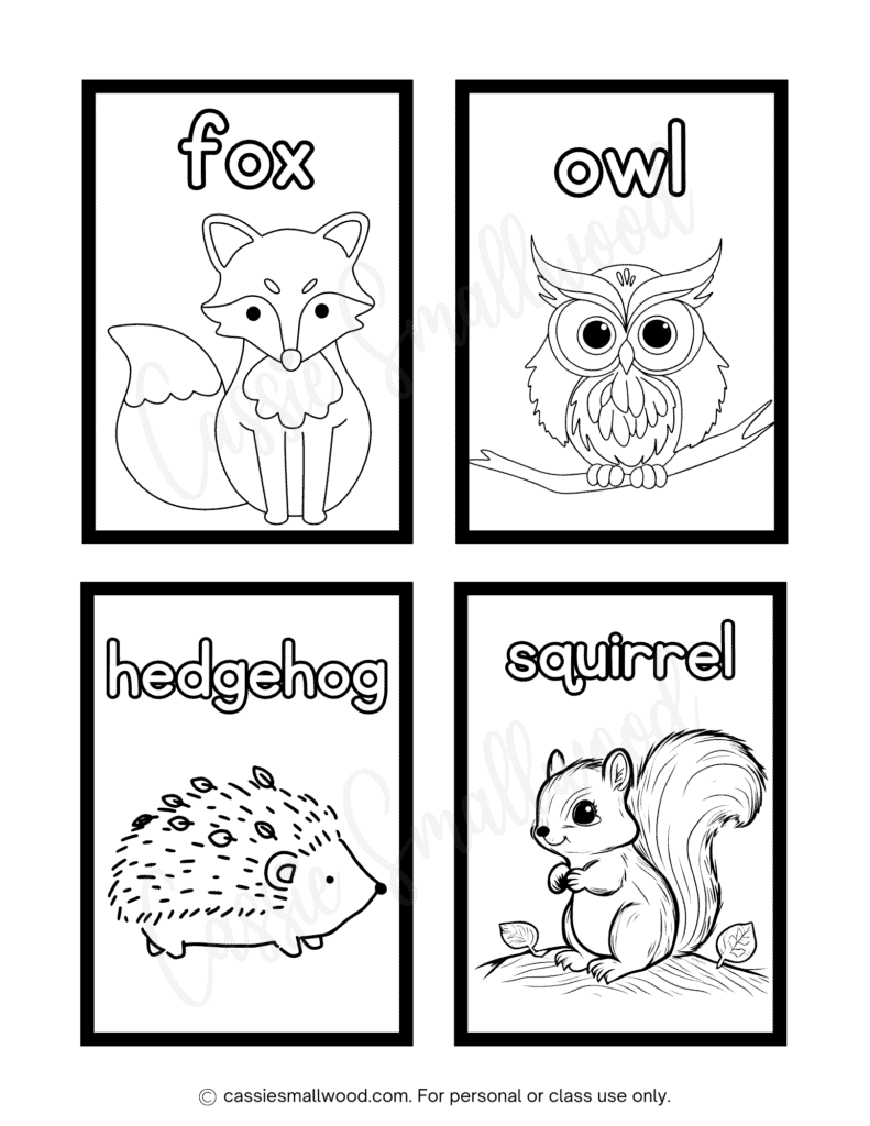 wild animals flashcards free printable pdf, forest animals flashcards black and white, esl flashcards classroom, kindergarten flashcards