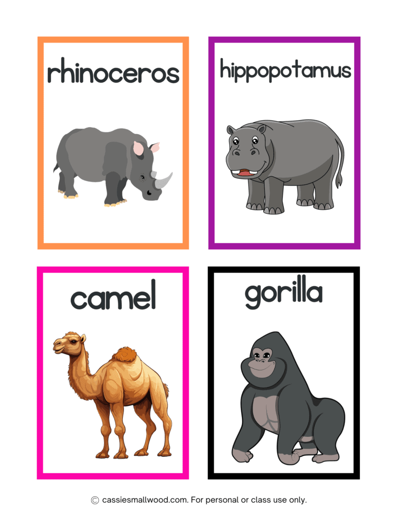 cute preschool animal flashcards free printable pdf, zoo animals flash cards toddlers babies