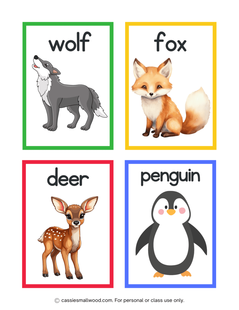 school classroom vocabulary flashcards animals free printable pdf, study flashcards for kids, esl flashcards 